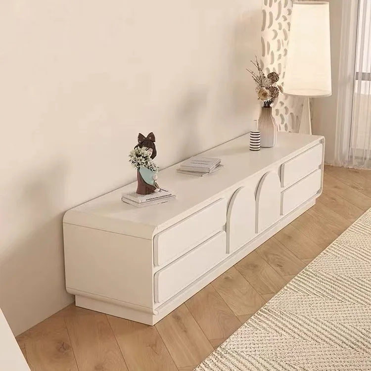 Small Household Cream Wind Coffee Table with Integrated TV Cabinet Storage for Living Room or Bedroom Furniture JY-C147