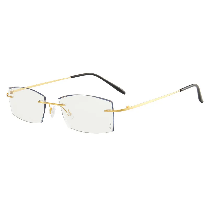 Photochromic Rimless Ultra Light Titanium Frame Anti Blue Light Blocking UV400 Protection Computer Optical Glasses