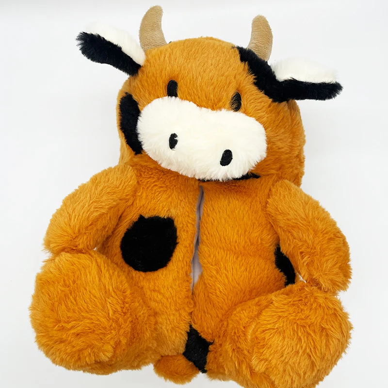 Hot Sale Kawaii Animal Plush Slippers Plush Comfortable Indoor Shoes Milk Cow Stuffed Slippers for Kids Adults