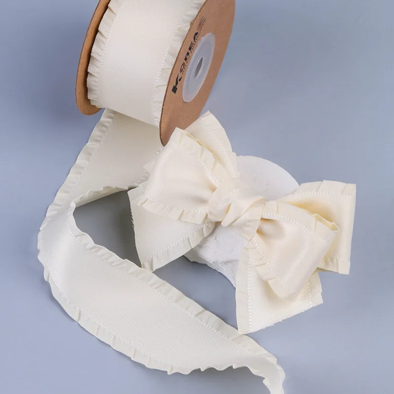 Wholesale 38mm Wavy Edge Satin Ribbon 100% Polyester Double Face Fabric for Bows