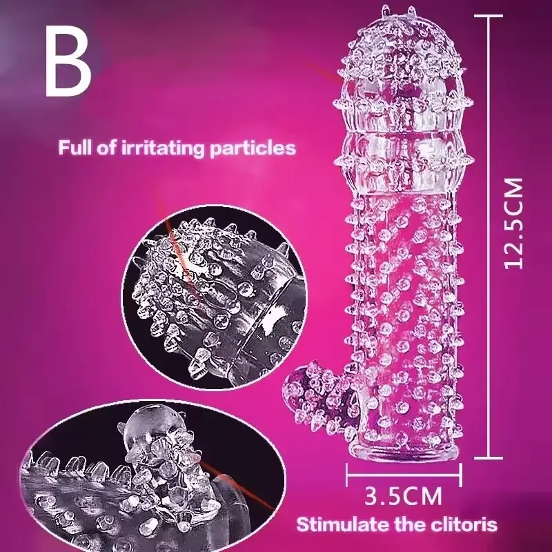 Soft Silicone Crystal Reusable Silicone Penis Sleeve Male Extensions Enlargement Men Delay