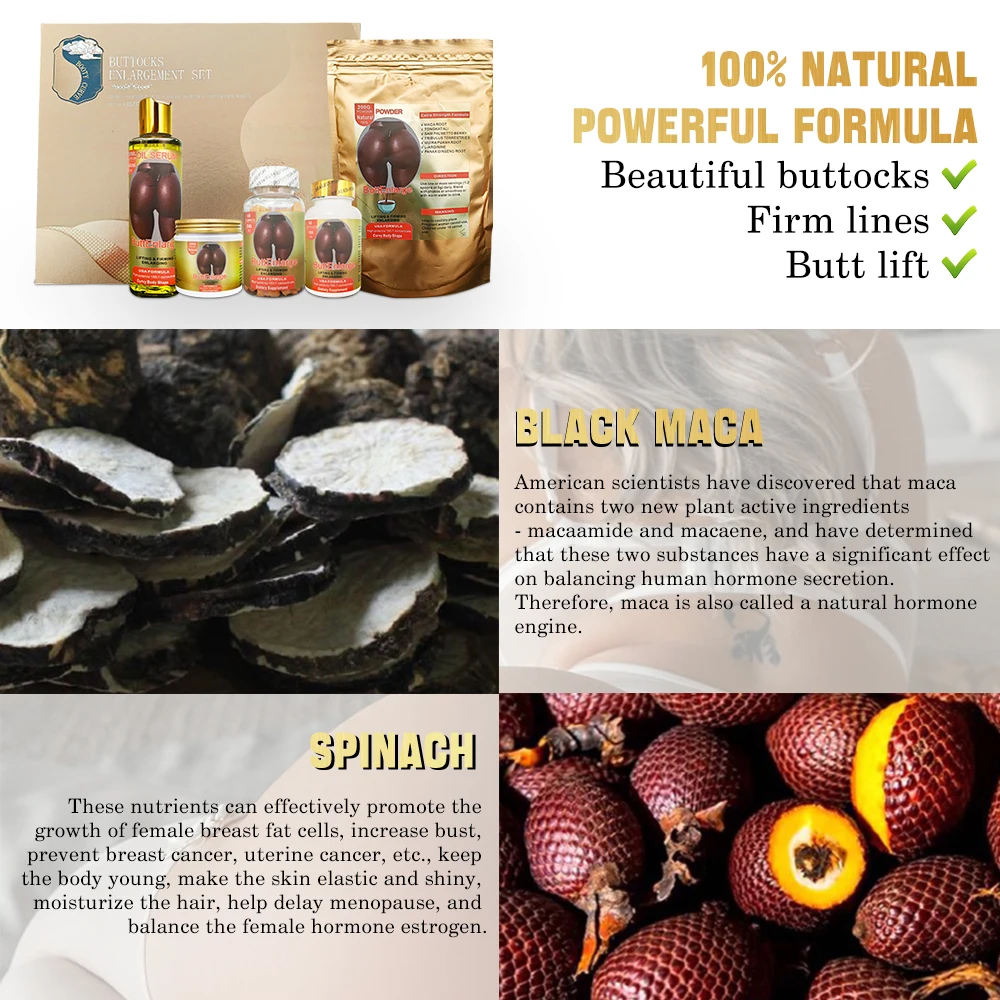 Natural Butt Enlargement Sets Maca Root Lift Hips Up Firming Sex Curvy Butt Gummies Capsule Set Butt Enlarge Five-Piece Sets