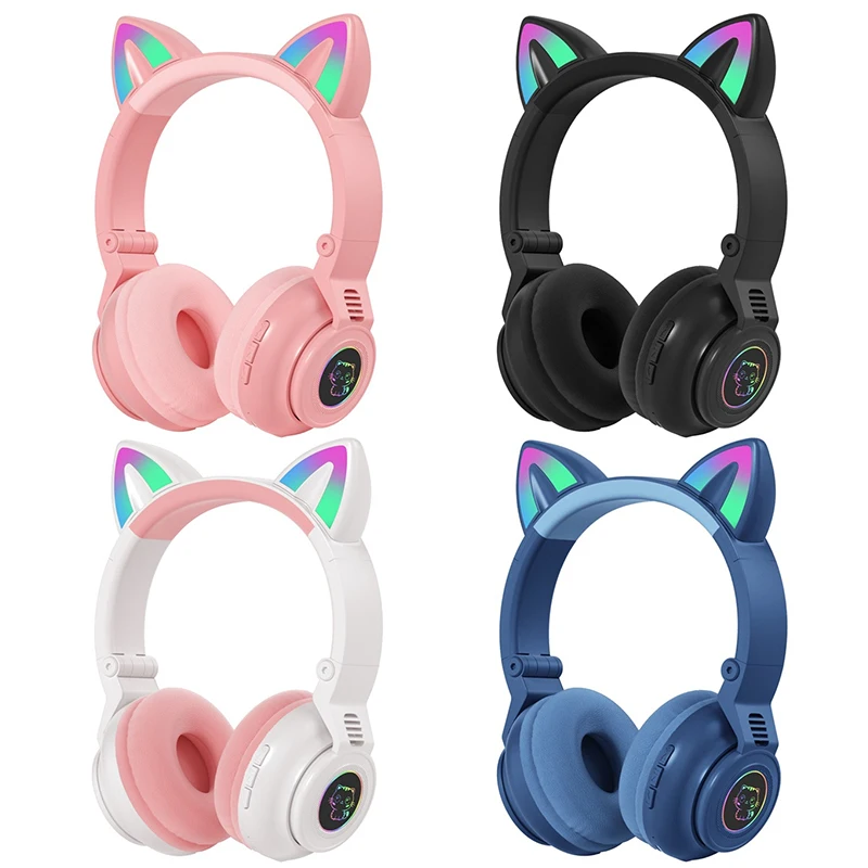 STN-26 Wireless Headphones Rechargeable Low Latency Kids Girls Headbands Cat Ear 5.0 Headsets