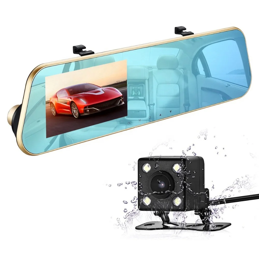 Wide angle HD Car DVR Camera Auto Digital Video Recorder Camcorder dual lens Rearview Mirror Dash cam