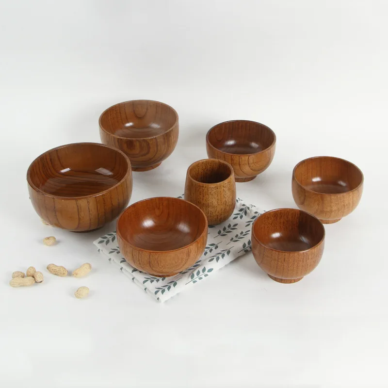 Japanese Style Natural Jujube Wooden Bowl Rice Bowl Solid Wood Household Soup Bowl