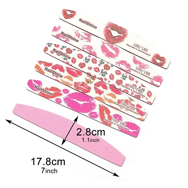 5/10 Pcs/Lot Professional Manicure Nail File Equipment Reuse Half Moon Nails File Tool Grit 100/180 Suitable Nails Polishes Shop
