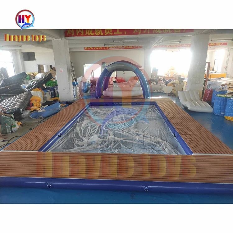 2022 New Factory DWF Inflatable Water Floating Island, Inflatable Raft Floating Dock, Inflatable Aqua Bana With Tent
