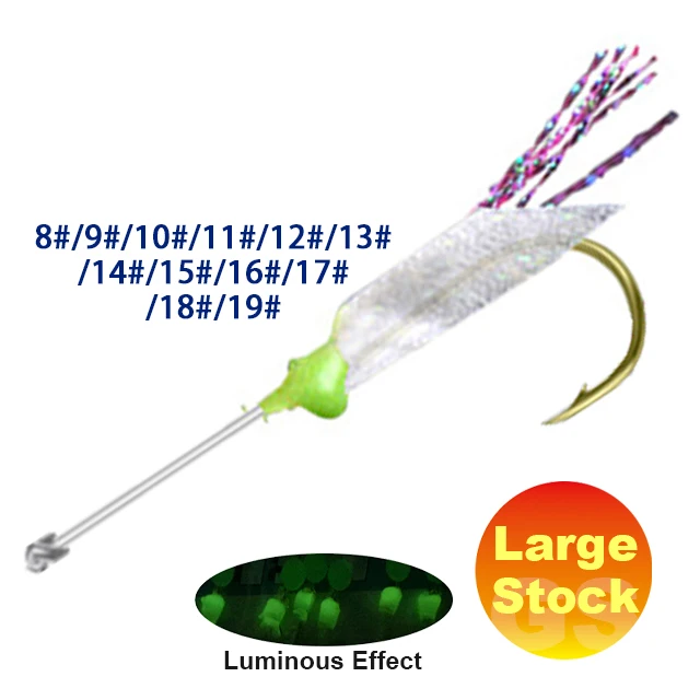 8#-19# Hot Sale Fishing Sabiki Rigs Luminous Fish Hook Glow In Dark Saltwater Fishing Hook