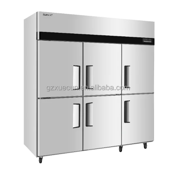 6 doors kitchen stainless steel commercial refrigerator vegetable fish meat cooler freezer CFR-60D6F(HB)/CFD-60D6F(HB)XUECUN