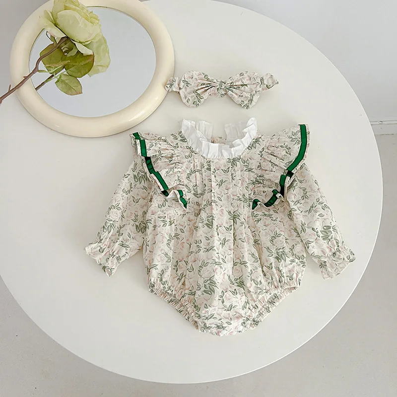 Girls dress Children clothing 2024 spring summer cotton Long Sleeve floral print Dress