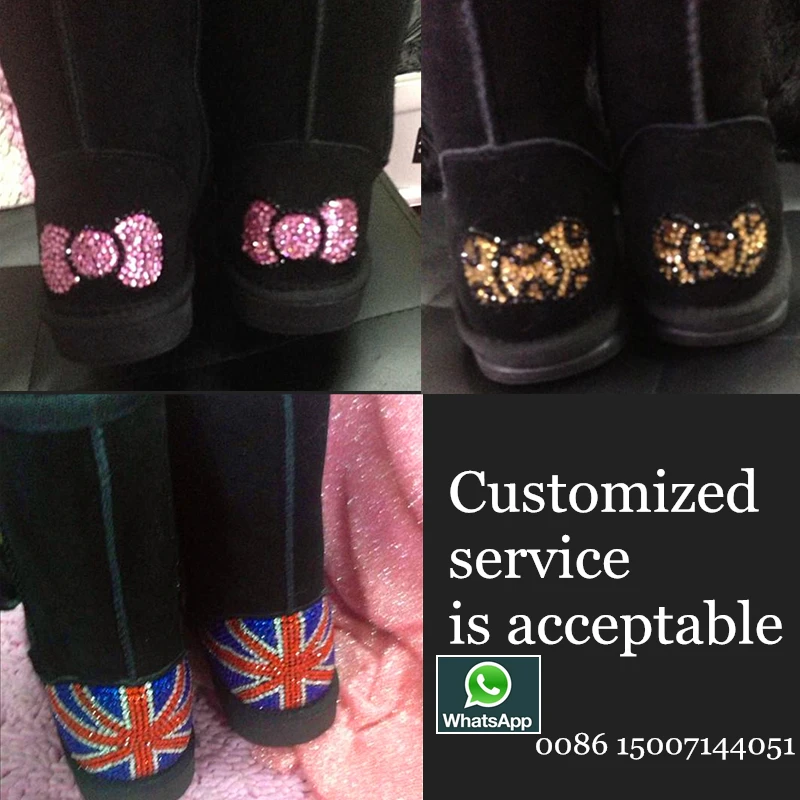 Silver Crystal Rhinestone Sparkly Shinny Fur Booties Diamond Snow Boots