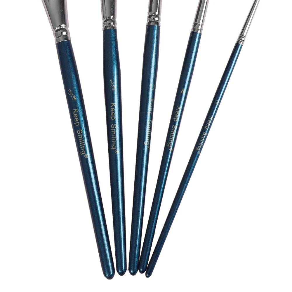 Haihui  Professional  Acrylic Paint Brushes For Art Painting 5 Pcs Nylon Hair Wood Handle Fine Detail Oil Artist Brush