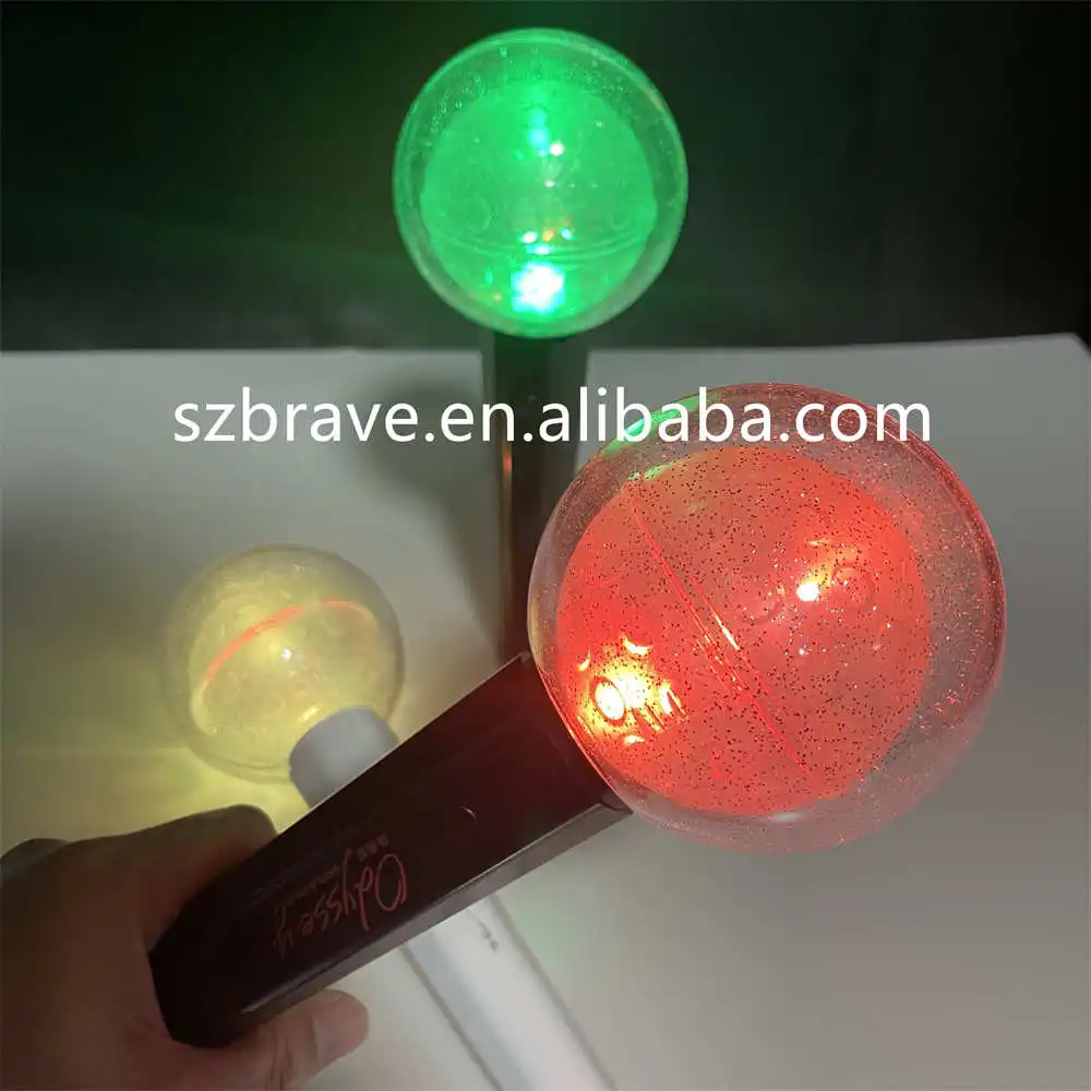 Free Design Wholesale Led Idol Concert Lightstick Color Changing Acrylic Ball Cheering Fans Custom Kpop Light Stick