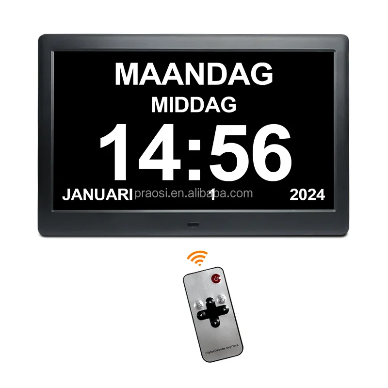 Best Selling Large Display XXL XXXL Smart Auto Dimming Digital Calendar Clock 10 10.1 Inch Medication Reminder Dementia Clocks