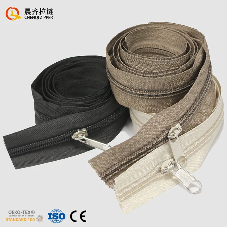 Hot sale factory spot wholesale No. 5 colorful Thick cloth tape polyester teeth zipper nylon long chain zipper