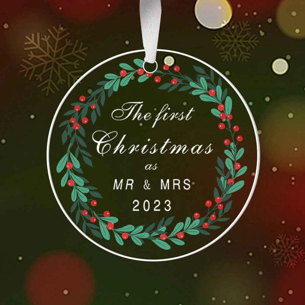 Clear Acrylic Christmas Ornaments Acrylic Disc Christmas Tree Tags Round Acrylic Christmas Hanging Ornaments