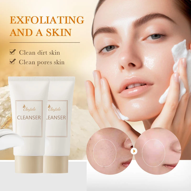 Custom Organic Rice Facial Cream Cleanser Face Wash Sensitive Skin Deep Cleaning and Hydrating Makeup Removing Rice Water Bright