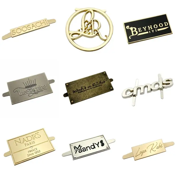 Nolvo World 3colors64*18mm Custom Logo Metal Name Plates Labels For Bag And Purses