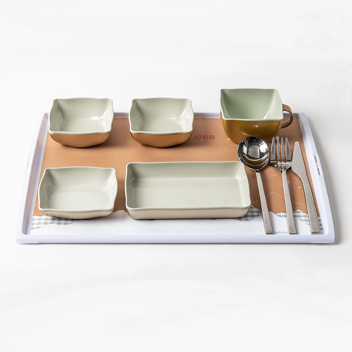Economy Class Inflight Reusaful Tableware Plastic Airline Tray Meal Set