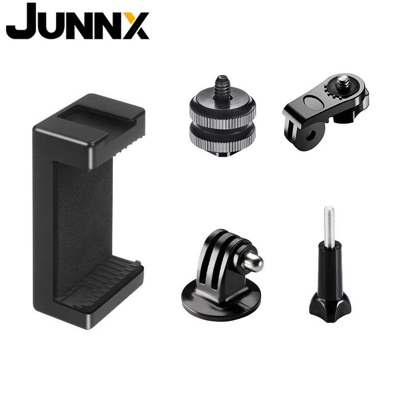 JUNNX 1/4 MINI Hot Cold Shoe Tripod Adapter Mount Clip Clamp for Gopro Hero 10 9 8 7 Black Sony Canon DSLR