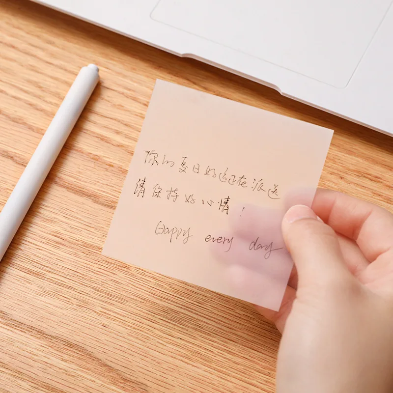50pcs/pack Transparent Sticky Notes Students Use Tear-off Note Small Notebook to Learn Office Memo Can Be Pasted Note Paper