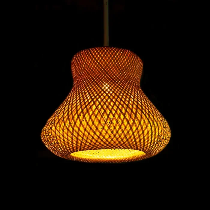 Creative bamboo woven chandelier lampshade pure hand-woven bamboo lampshade pendant lamp