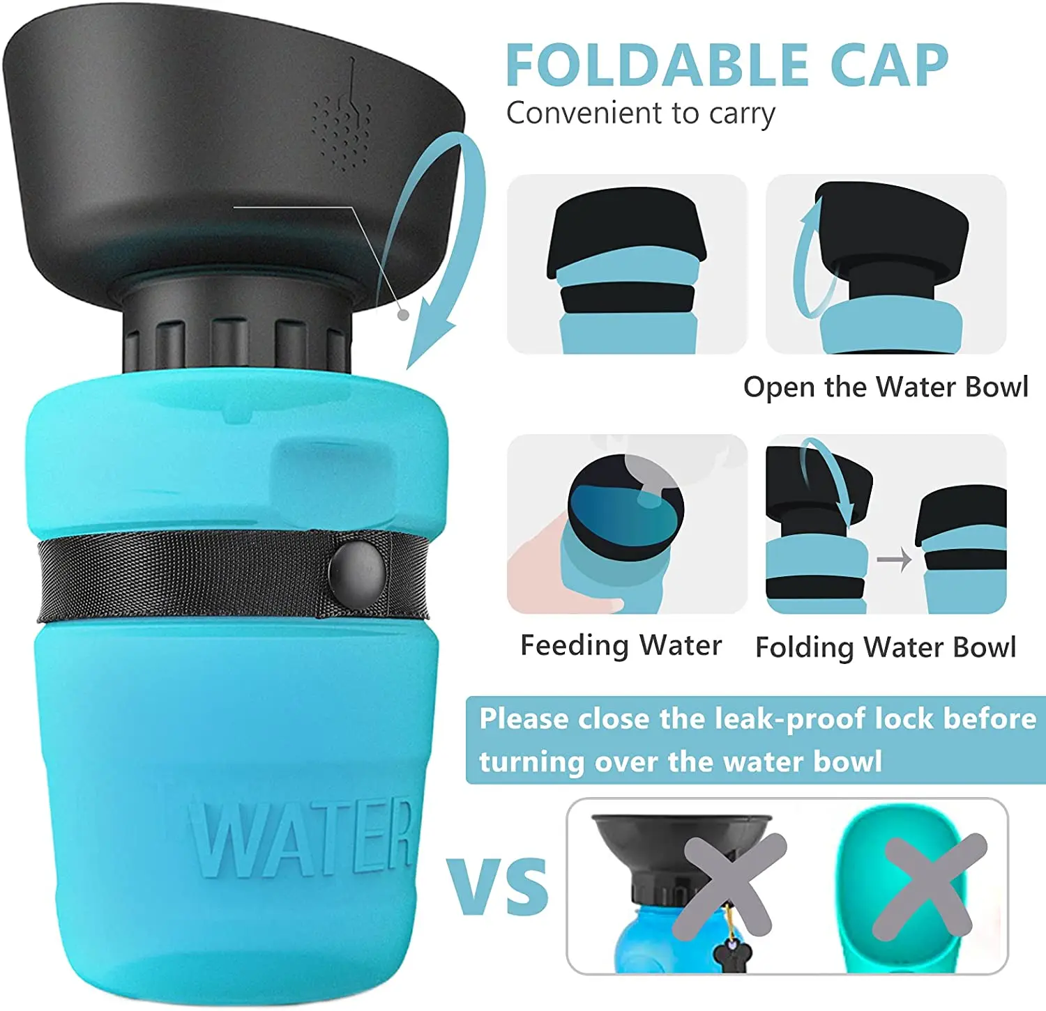 Pet Water BottlecFoldable, Dog Travel Water Bottle Dispenser, Lightweight