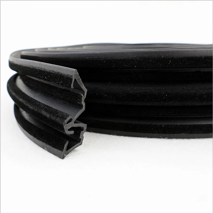 windshield waterproof  W shape  window glass channel weather stripping EPDM rubber flocked extruded sealing strip