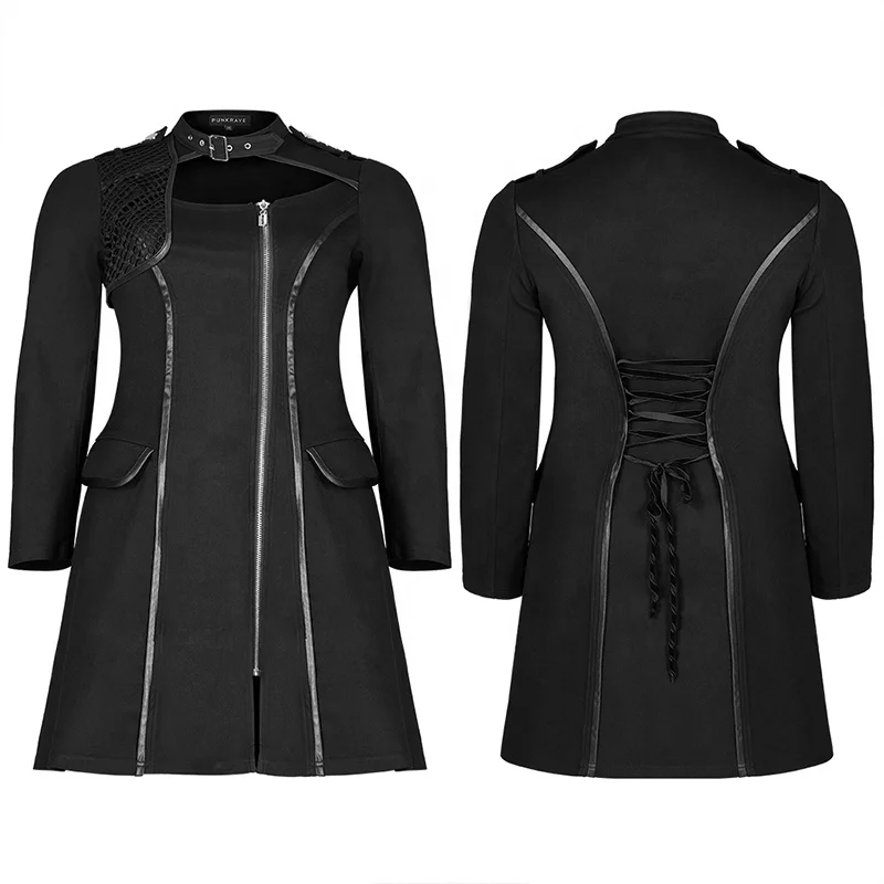 PUNK RAVE DQ-580LQF Autumn Plus Size Women Sexy Spliced  Long Sleeve Punk Style Short Dress