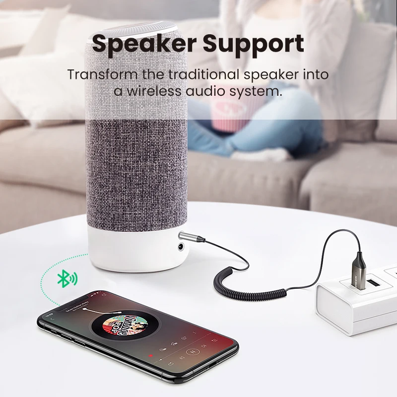  UGREEN BT приемник 5 0 адаптер со системой «Хендс-фри» и Bluetooth для автомобиля с разъемом подачи внешнего сигнала AUX 3 мм Jack стерео музыка