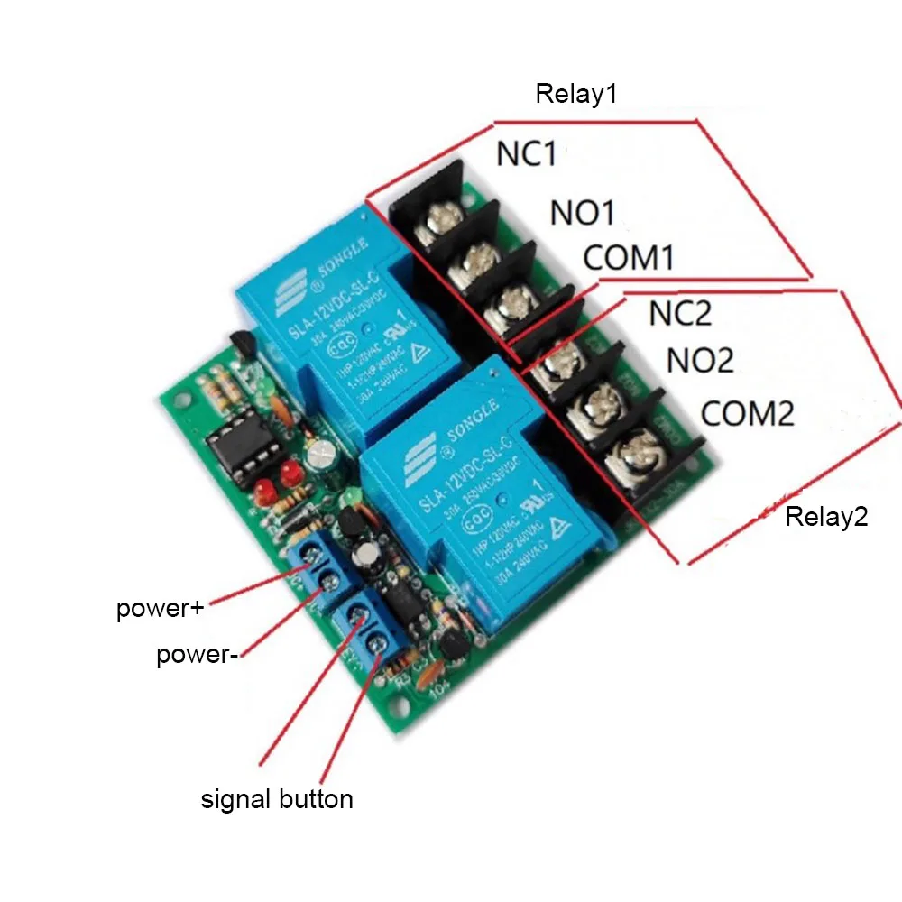 Taidacent 12V 24V 30A 2CH Multifunction DC/AC Servo Motor Controller Relay Board Forward Reverse Dual Way Relay Switching Module