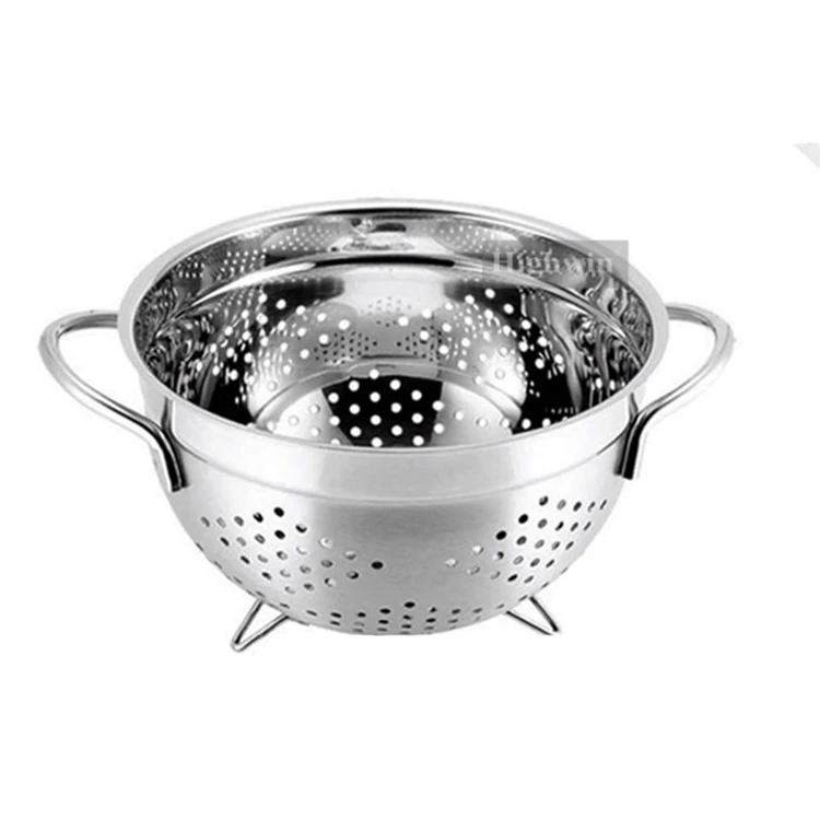 Kitchen Rice Fruit  Drain Basket Vegetable Washing Stainless Steel Colander