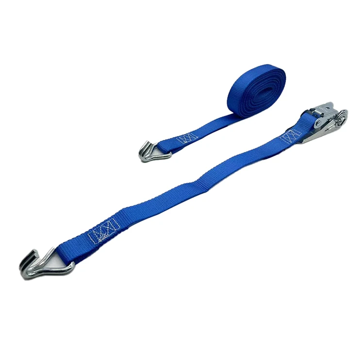 Heavy Duty 25MM 800KG 2M Cargo Lashing Belt 1 inch Motorcycle Ratchet Tie Down Straps With Double J Hook