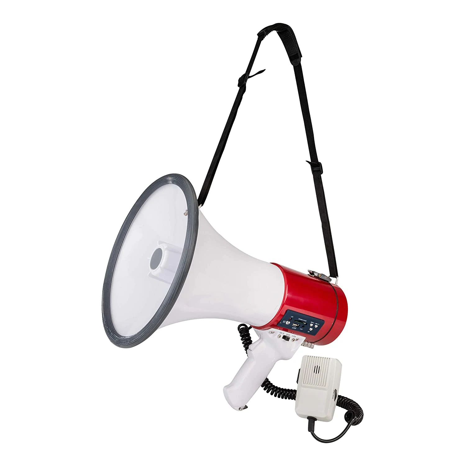 Police and pa use portable handy rechargeable 50W power BIG megaphone louderspeaker with siren USB RECORDING 120S