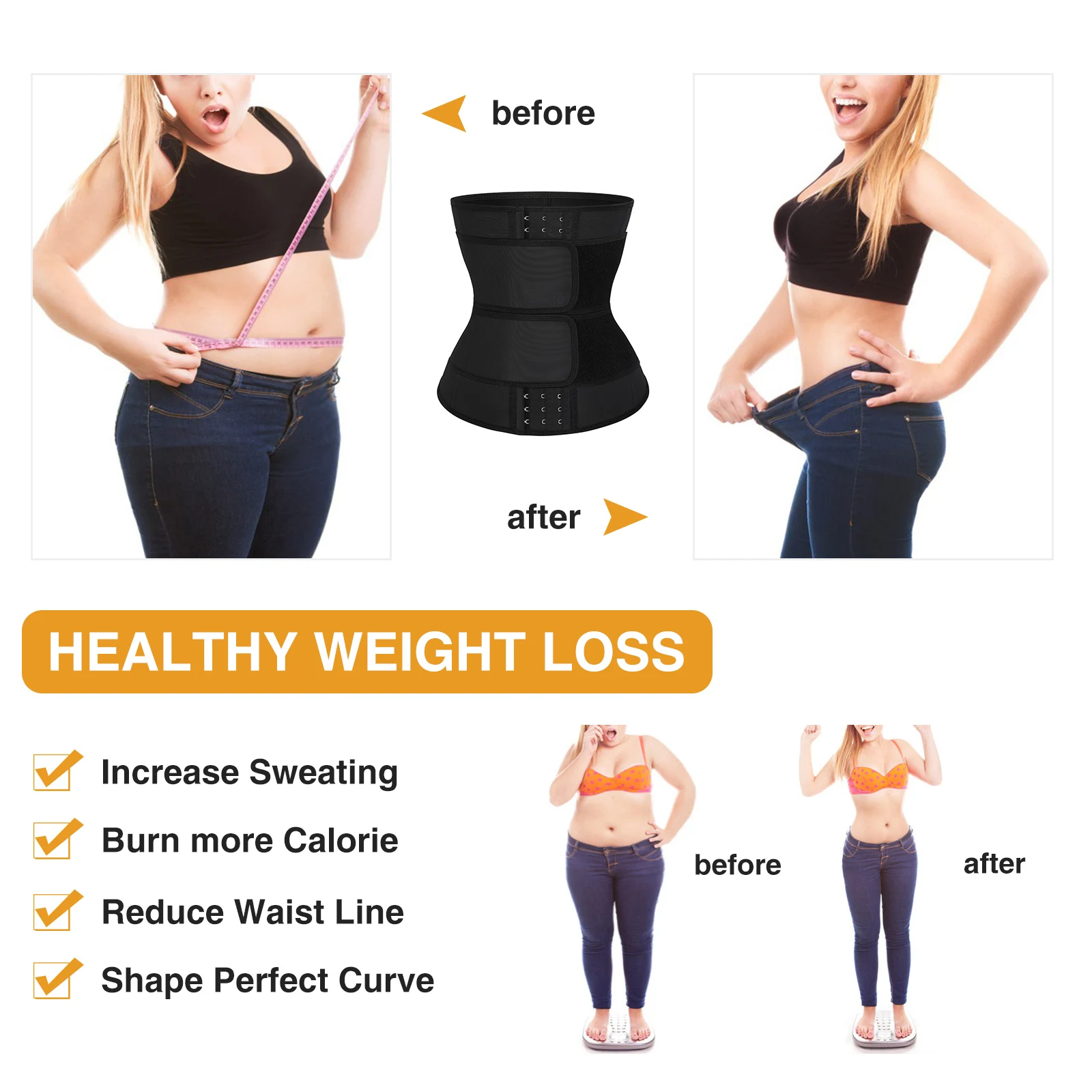 Hexin Factory Price Custom Logo Women Tummy Control Compression Slimming Double Belt Latex Waist Trainer Shaper