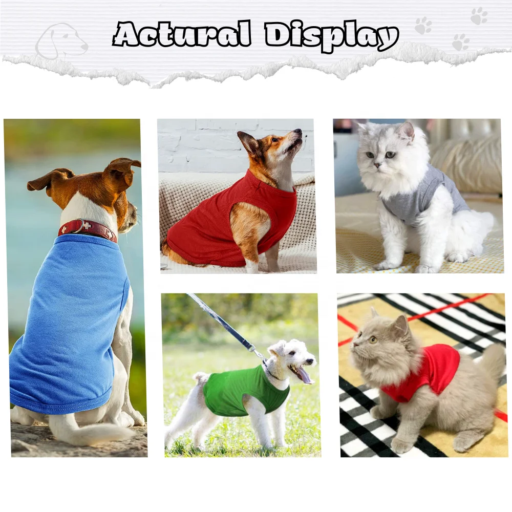 Wholesale 11 Colors Summer Dog T Shirts 100% Cotton Pet Blank Tshirt for Dogs and Cats