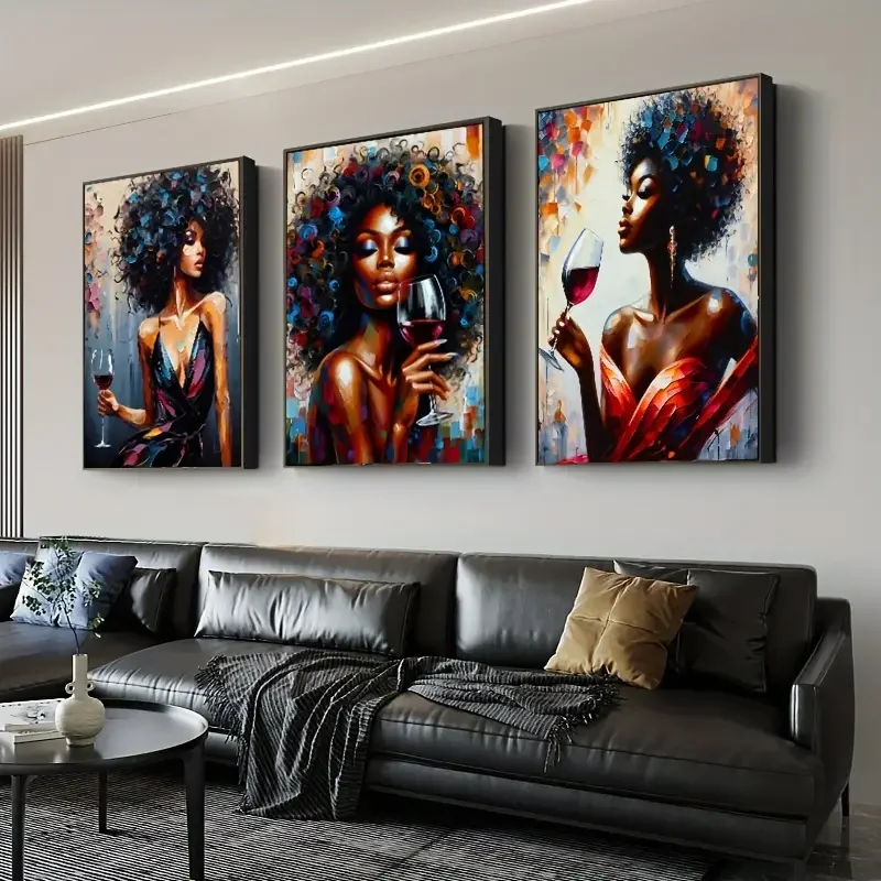 Canvas Poster African Canvas Wall Art Elegant Black Woman Minimalist Wall Decor Graffiti Art Poster For Bedroom Living Room