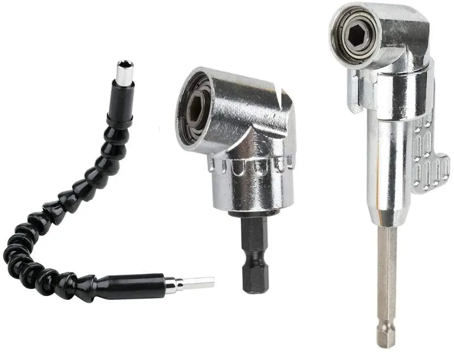 105 Degree Right Angle Driver Angle Extension Power Screwdriver Drill 1/4 inch Hex Flexible Screwdriver Extension Soft Shaft Set