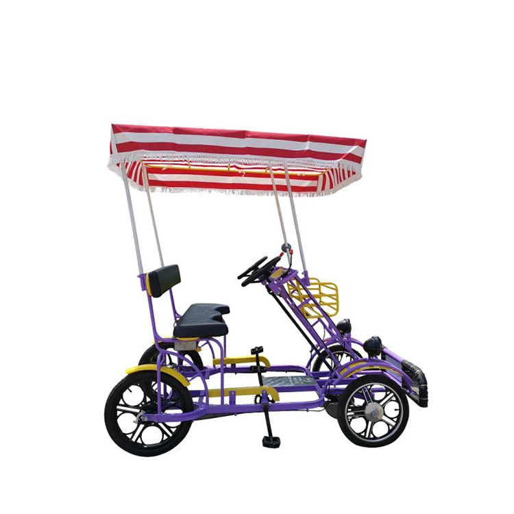 high quality 4 person roadster surrey bike family cargo bike single speed quadricycle bike padang indonesia