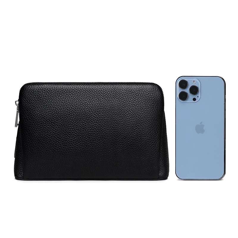 Wholesale Fingerprint Lock Handbag Genuine Leather High Quality Large Capacity Business Clutch Bag for Men