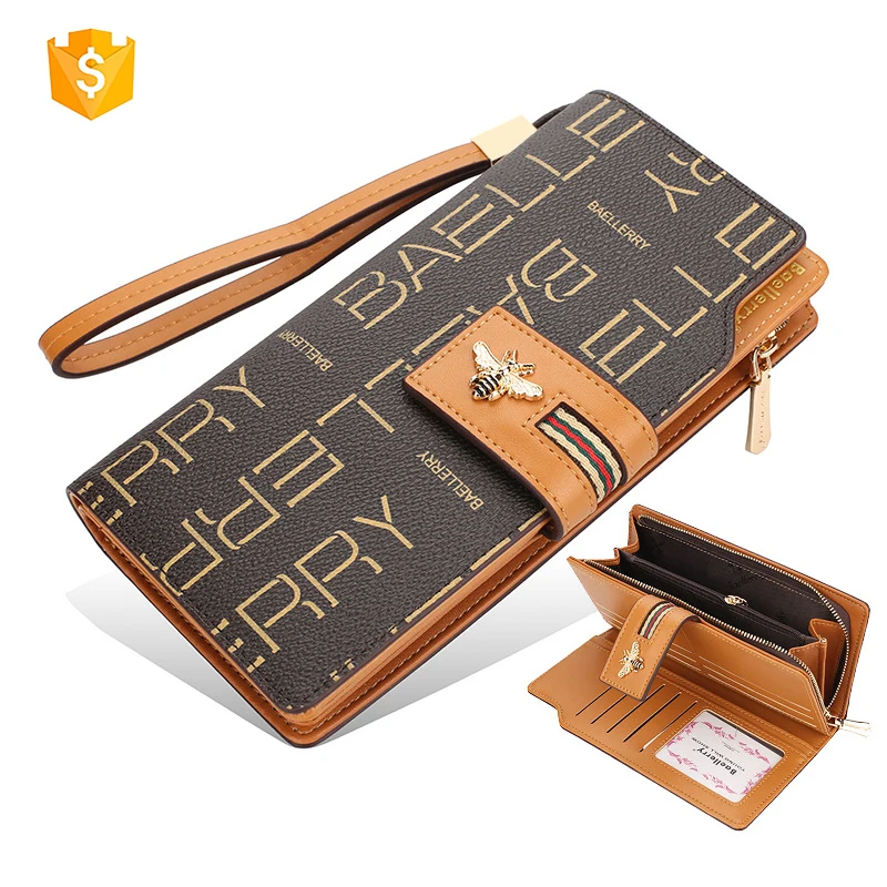 Zipper Clutch Wristlets Girl Purses Wholesale Women Pu Leather Long Card Holder Women Leather Wallet