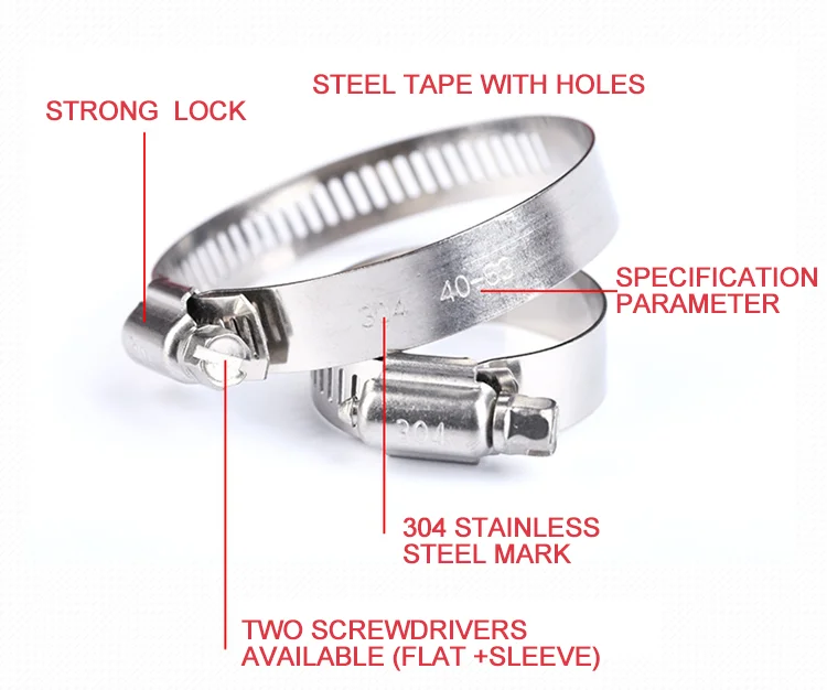 Hose clamp custom sizes types american of hose clip hydraulic heavy duty stainless steel hose clamp