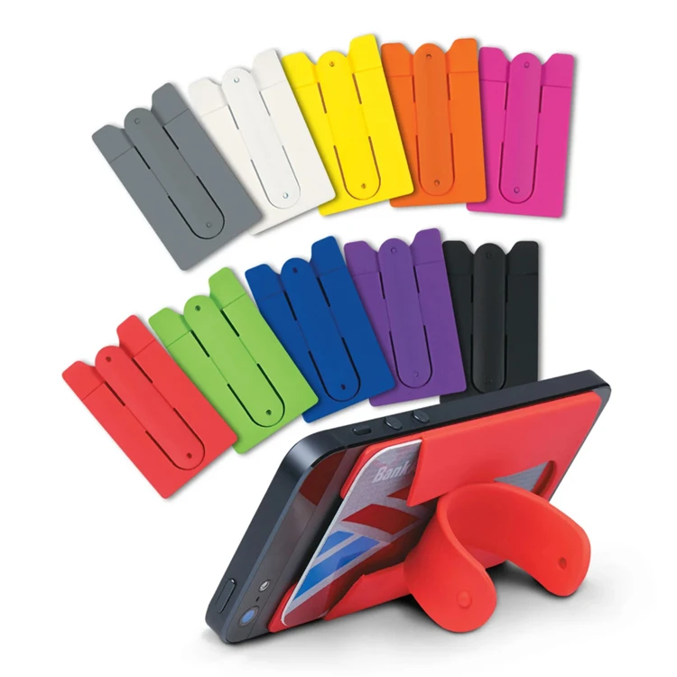 Hot 3M silicone wallet,3m adhesive silicone smart phone pocket, 3m sticker silicone wholesale phone wallet stand