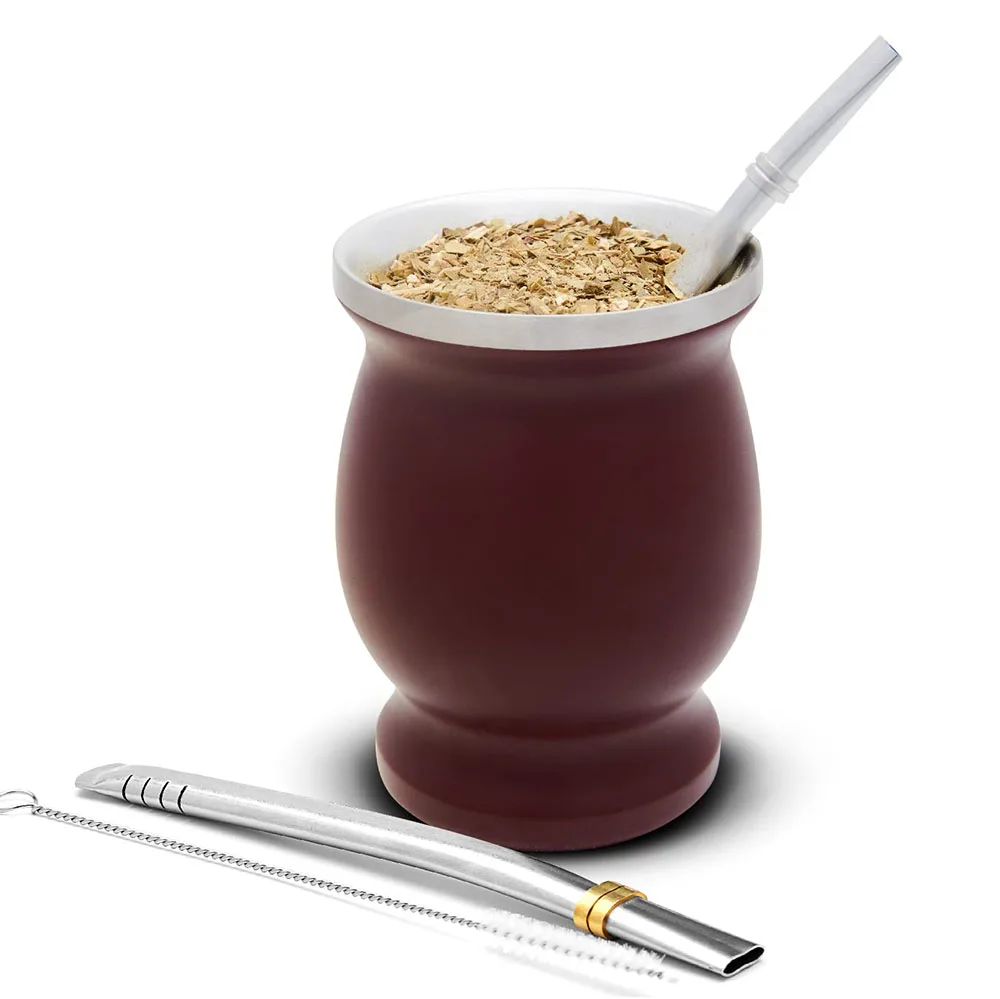 sublimation double wall argentina stainless steel  yerba mate cup with Bombilla Straw