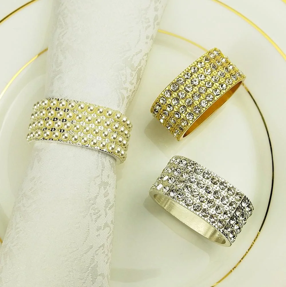 crystal diamond napkin ring, jewellery beads napkin rings for wedding