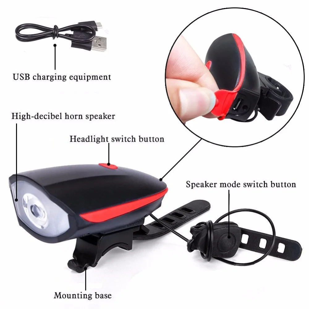 Bike Light USB Rechargeable Waterproof Bike Headlight  Mountain Bike Lights Cycling Light Flashlight