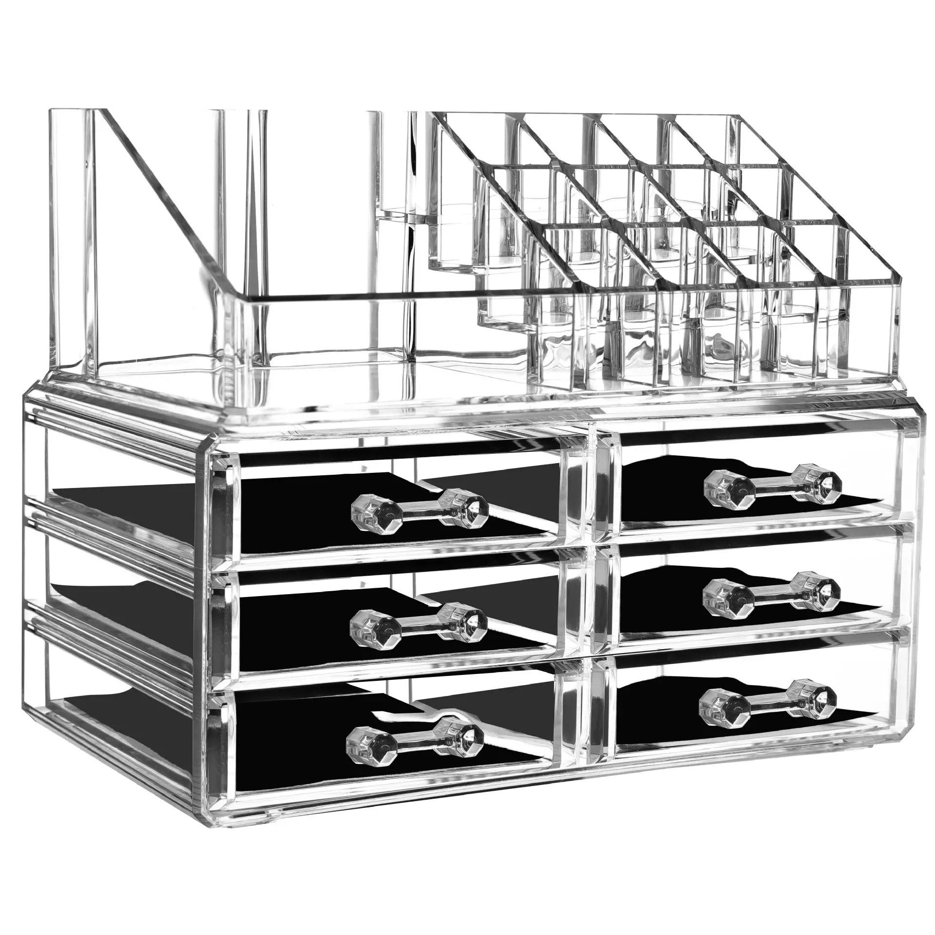 Transparent acrylic make up box high reflective luminous laminate sheets/panels cosmetic organizer acrylic