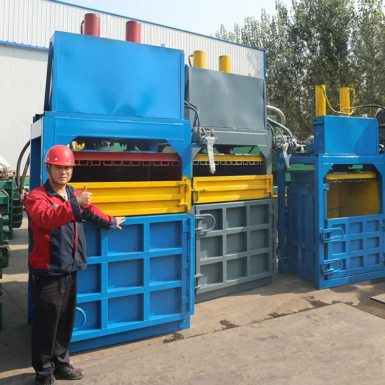 Semi Automatic Waste Paper Recycling Vertical Waste Textile Baling Small Baler Machine