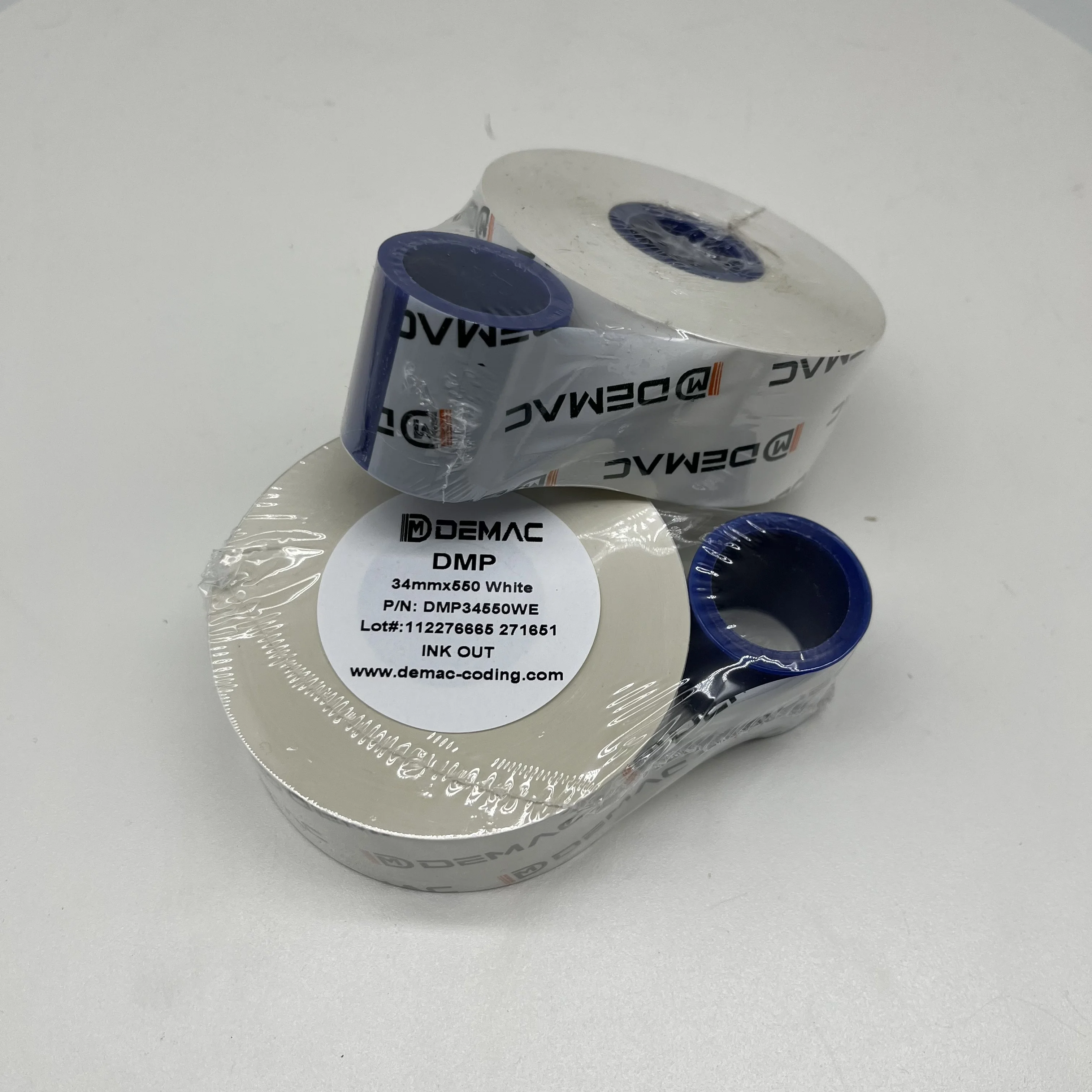 DEMAC DMP Premium Wax-Resin 34mm*550mm White Thermal Transfer Ribbon TTO Ribbon for TTO printer