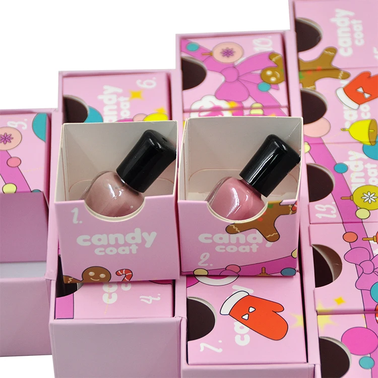 Christmas Tree Advent Calendar Kids Nail Polish Beauty Advent Calendar Cardboard Refillable Advent Calendar For Jewelry